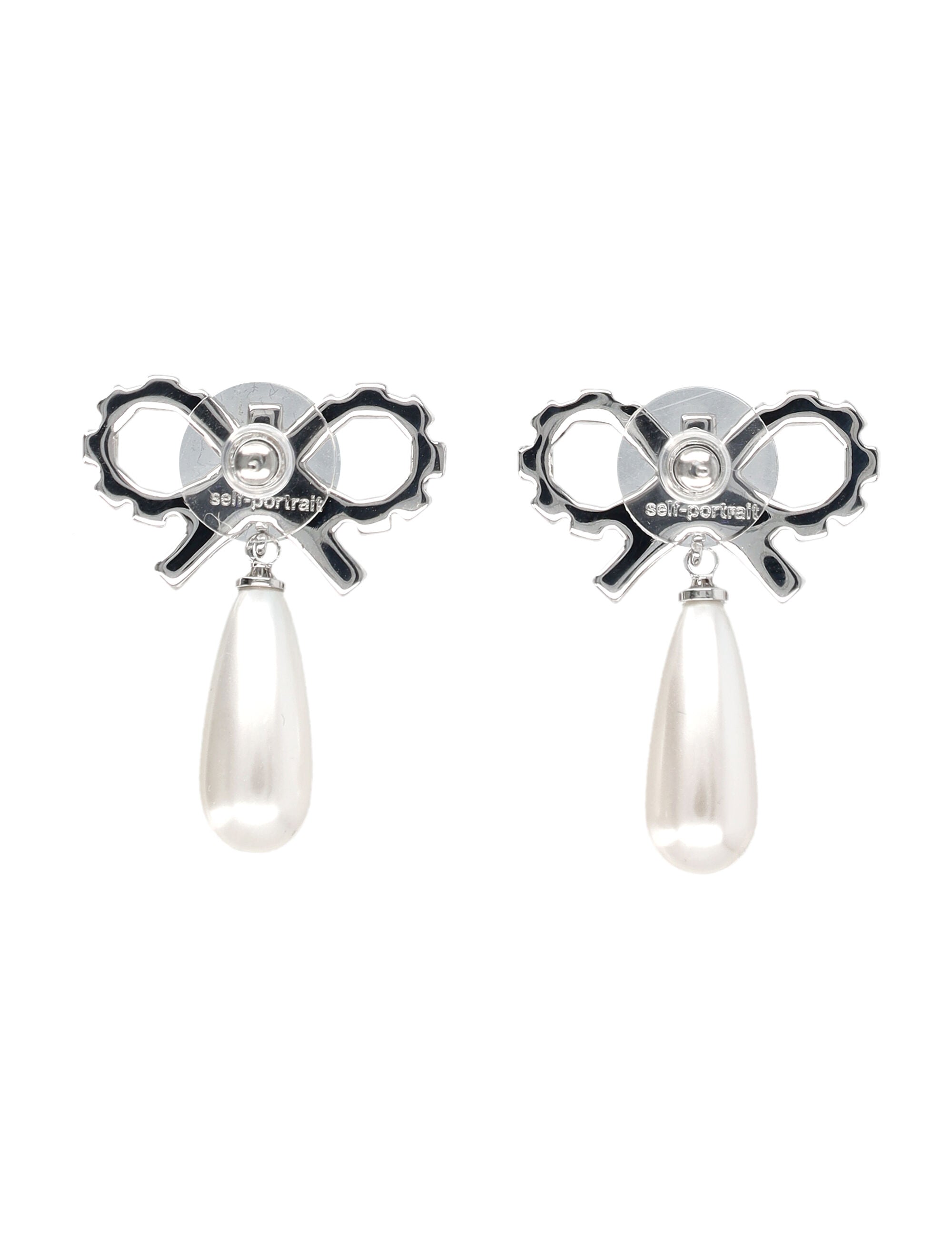 Crystal Bow Pearl Earrings