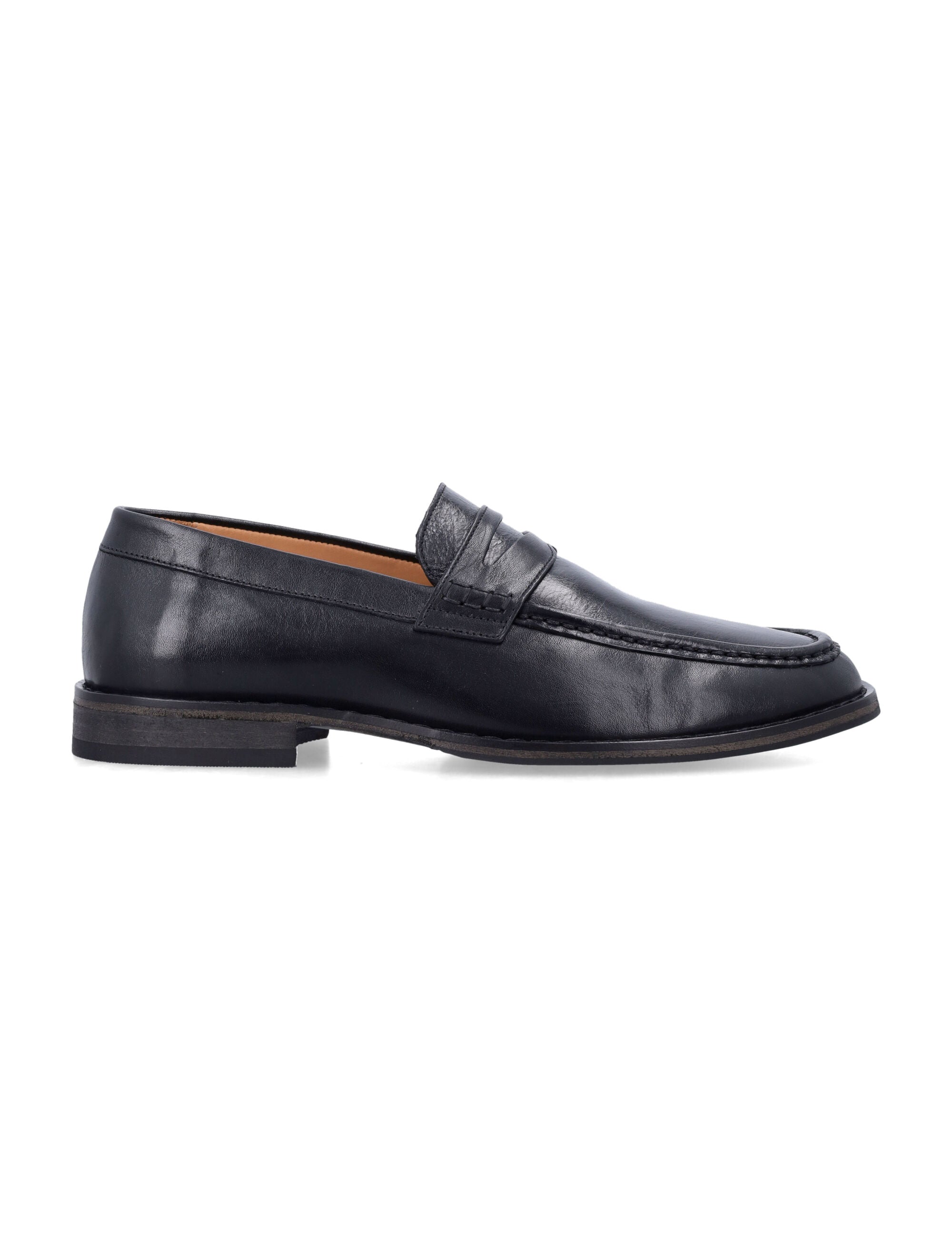 Black Light Leather Loafers