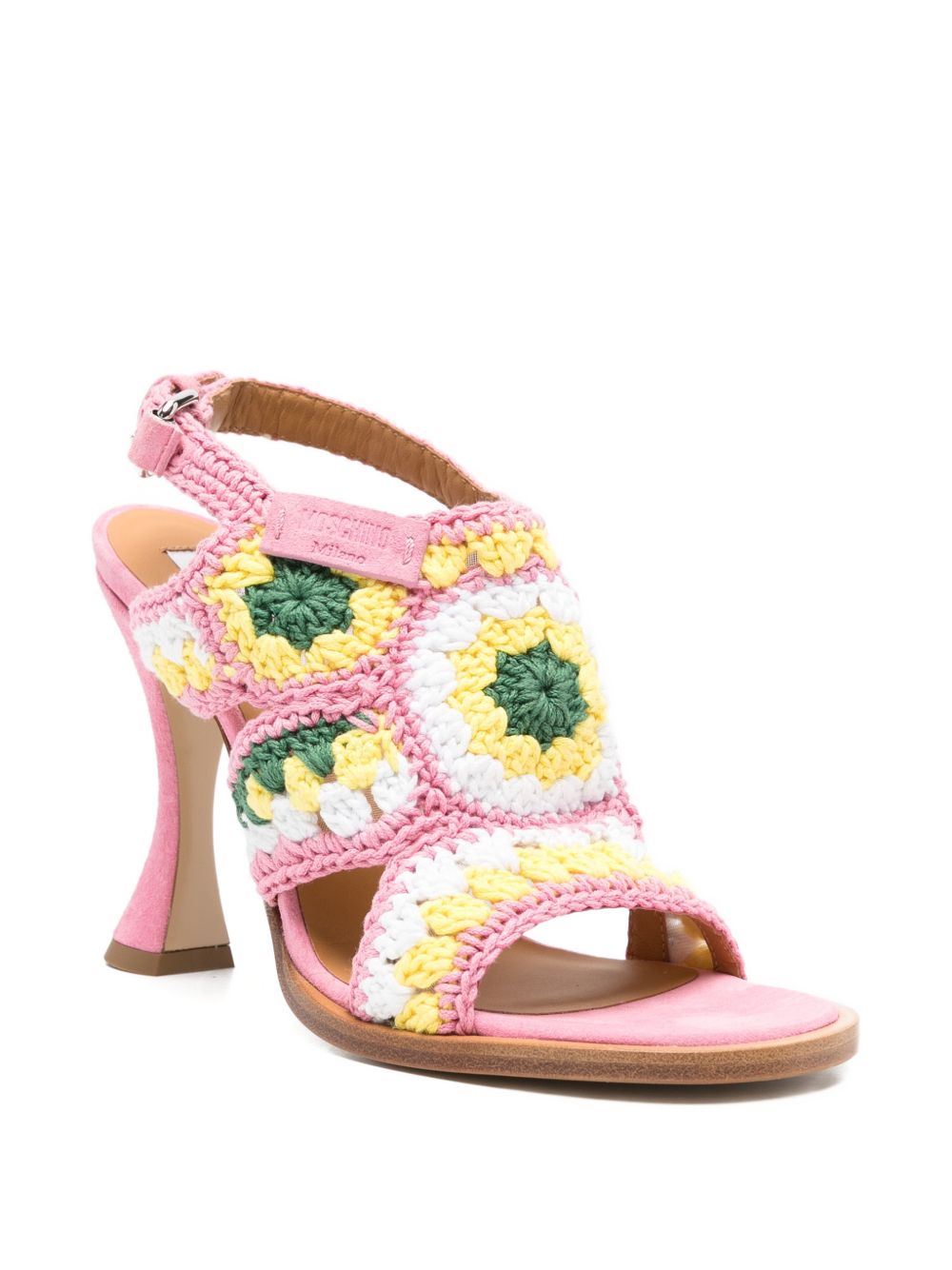 Pink Crochet Knit Slingback Sling Sandals