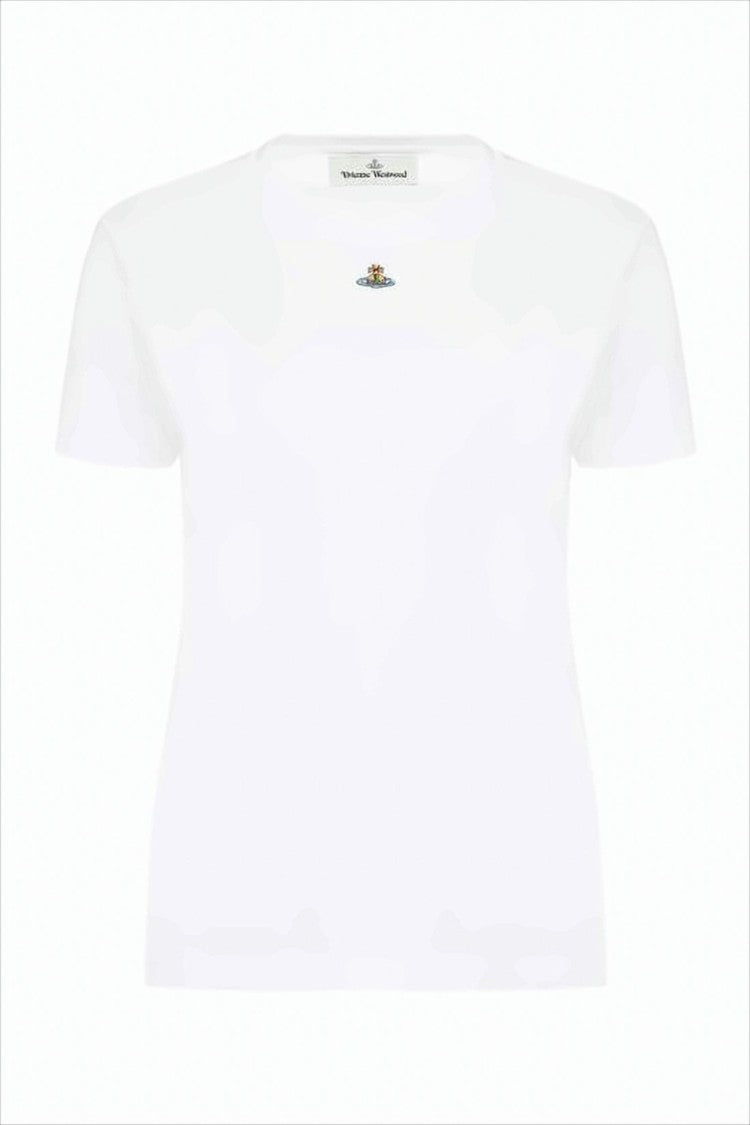Minimalist White Short-Sleeve T-Shirt with Iconic Emblem