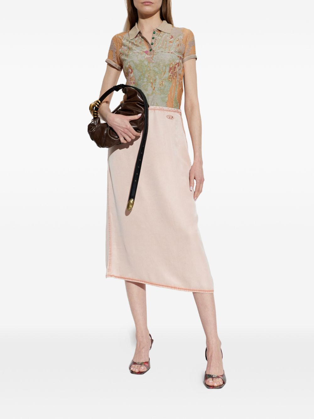 Midi Skirt In Silk And Nylon Blend