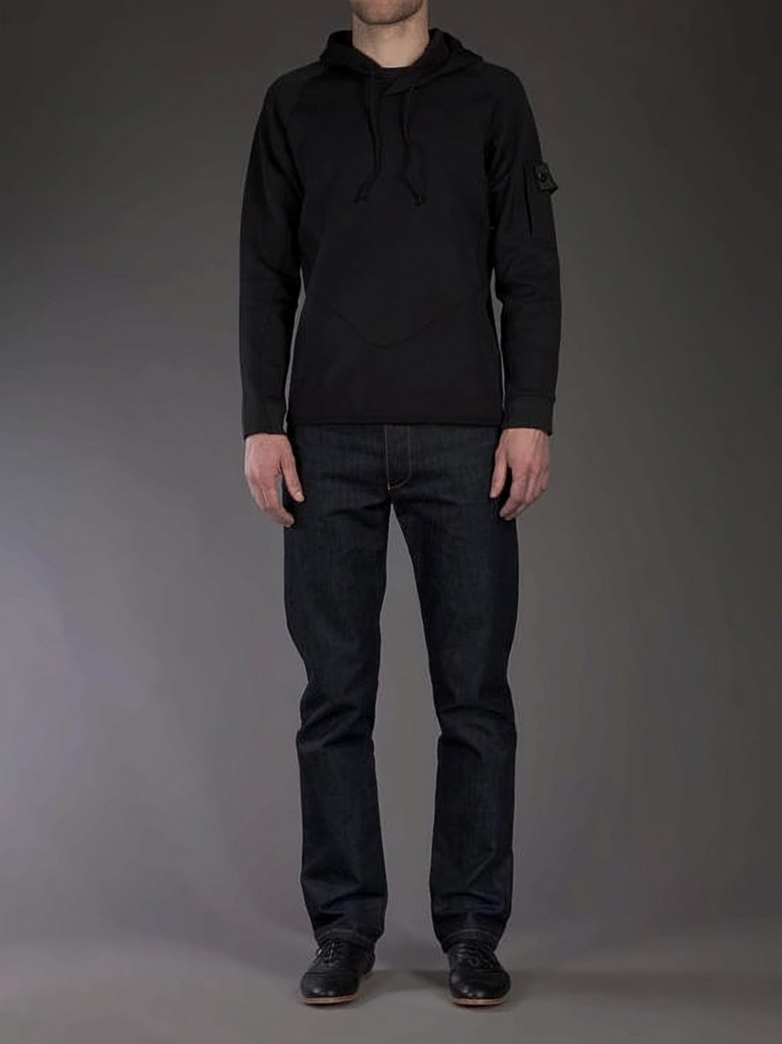 Textured Black Hooded Sweatshirt