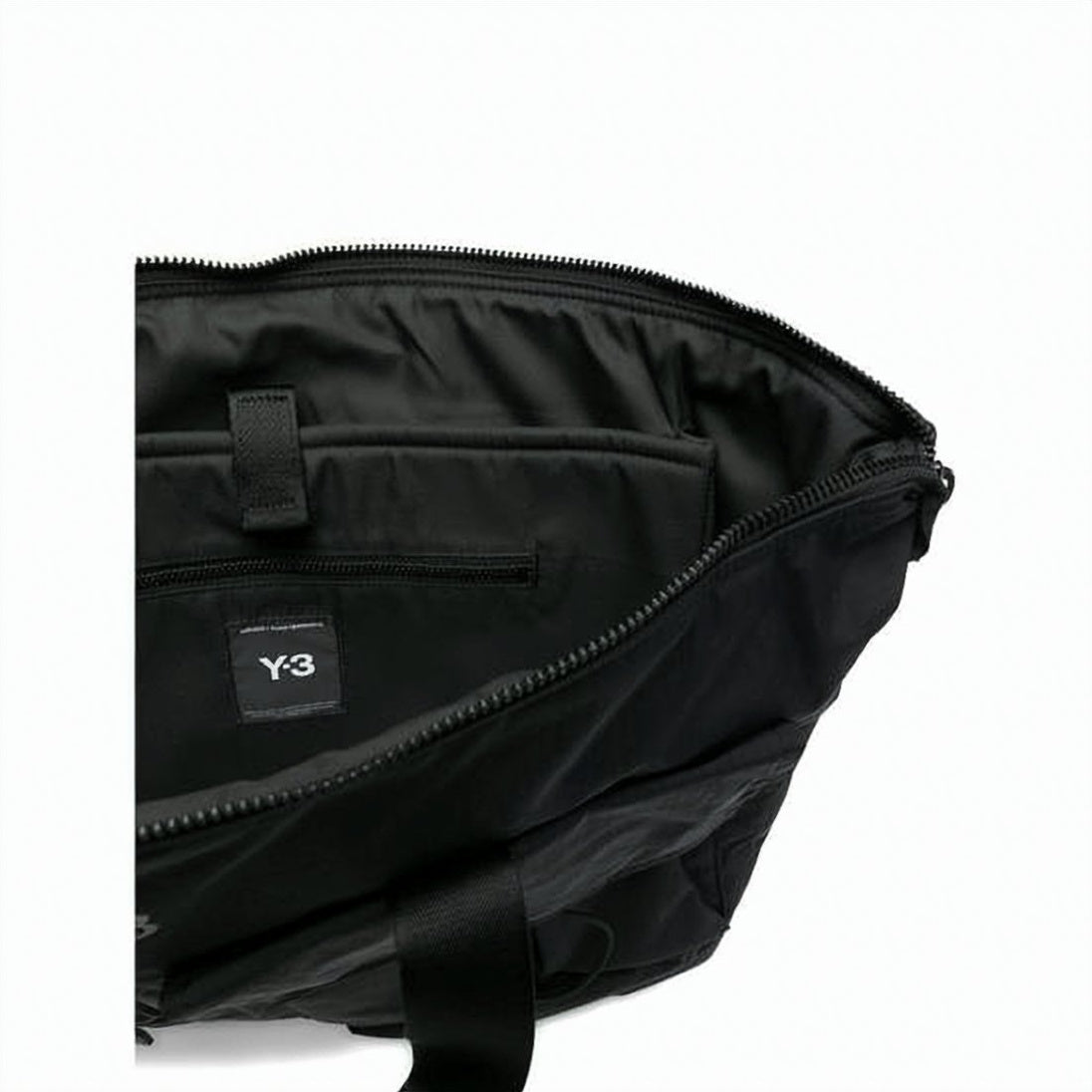 Black Tote Bag with Drawstring Flap Pockets