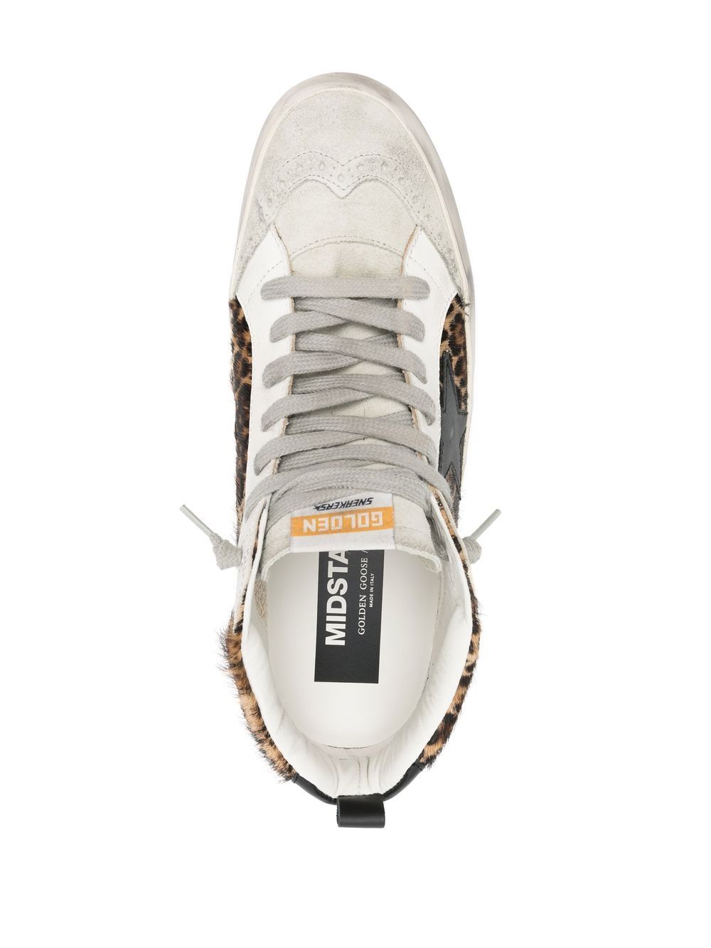 Leopard Print Silk and Nylon Mid-Top Sneakers
