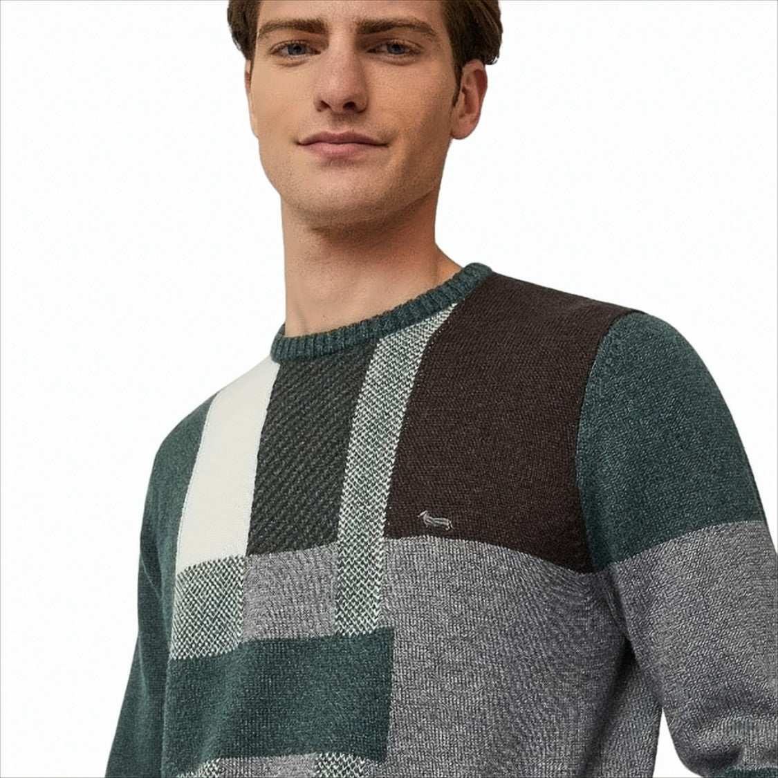Patchwork Pullover with Textured Design