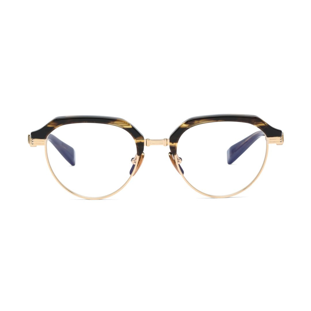Admiral Round Half-Rim Tortoiseshell and Gold Eyeglasses
