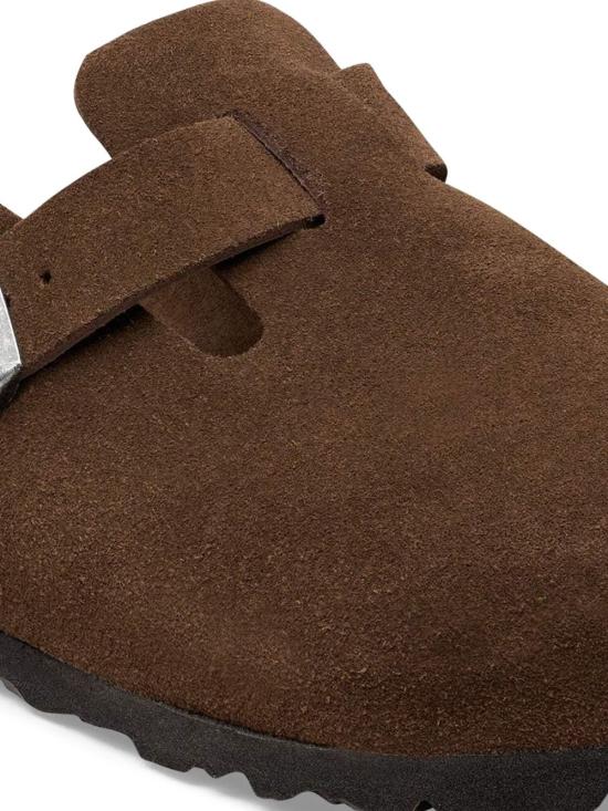 Suede Upper Slip-On Mule With Adjustable Buckle Strap