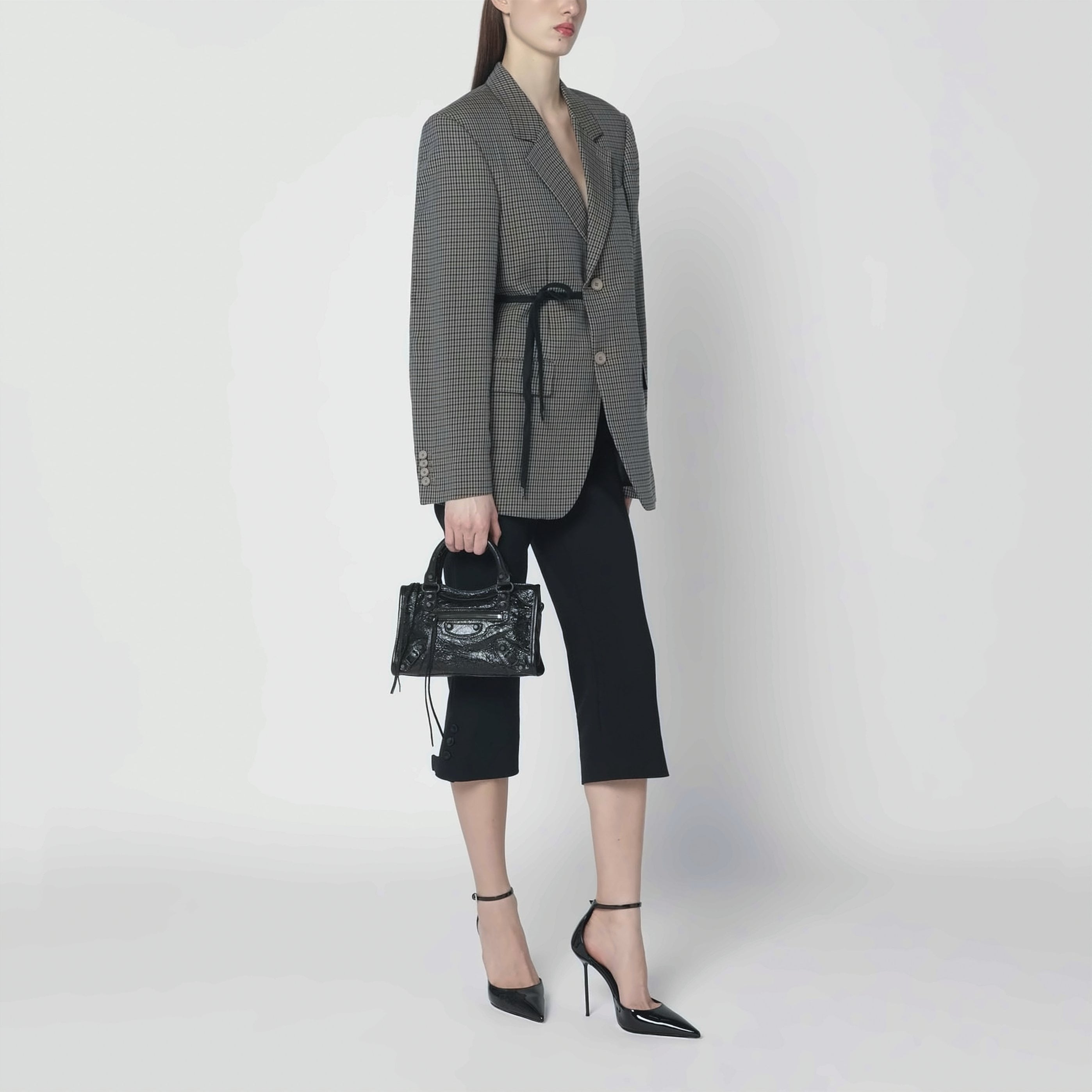 Compact Textured Lamb Leather Mini Handbag