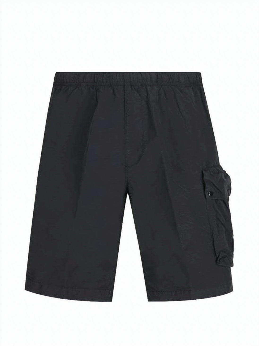 Black Minimalist Elastic Waist Polyamide Shorts