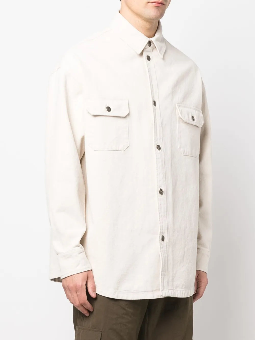 White Button-Down Shirt With Structured Collar And Tailored Fit