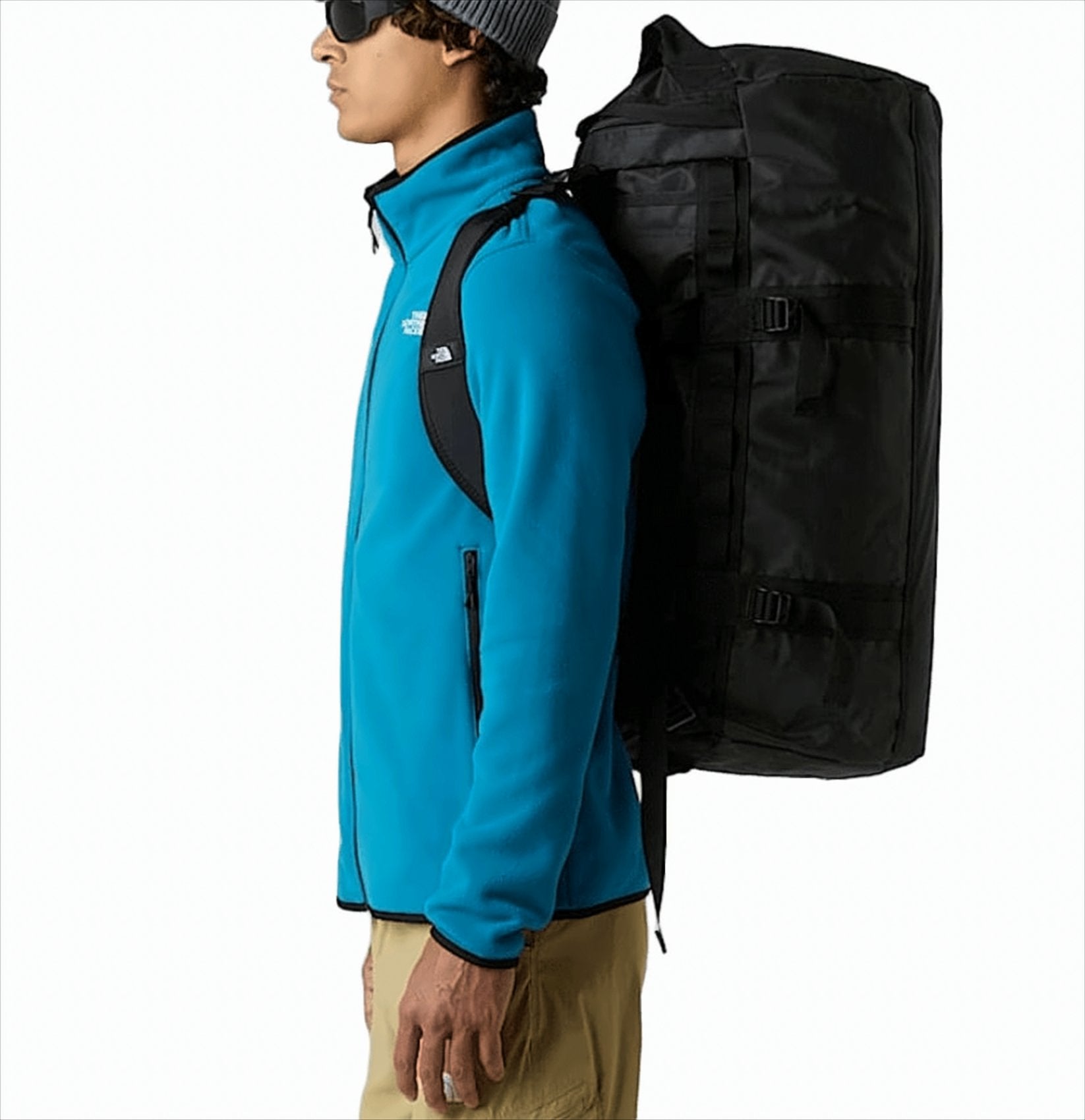 Cylindrical Black Duffel Bag With Adjustable Straps