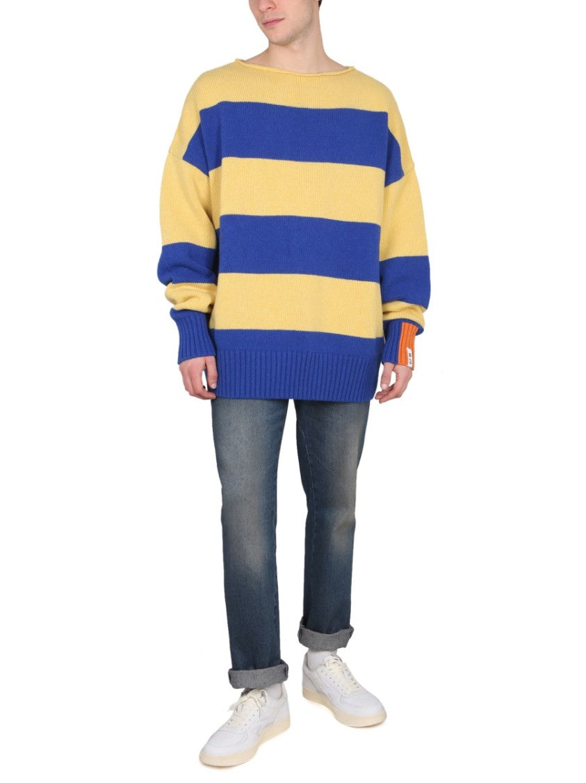 Oversized Knit Sweater With Striking Blue