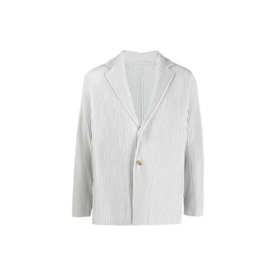 Fine Pleated Jacket With Notched Lapel And Minimalist Design