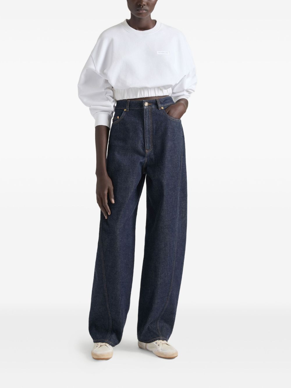 Cropped Sweatshirt With Elasticated Waistband