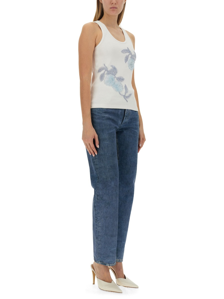Intricate Embroidered Slim Fit Cotton Top