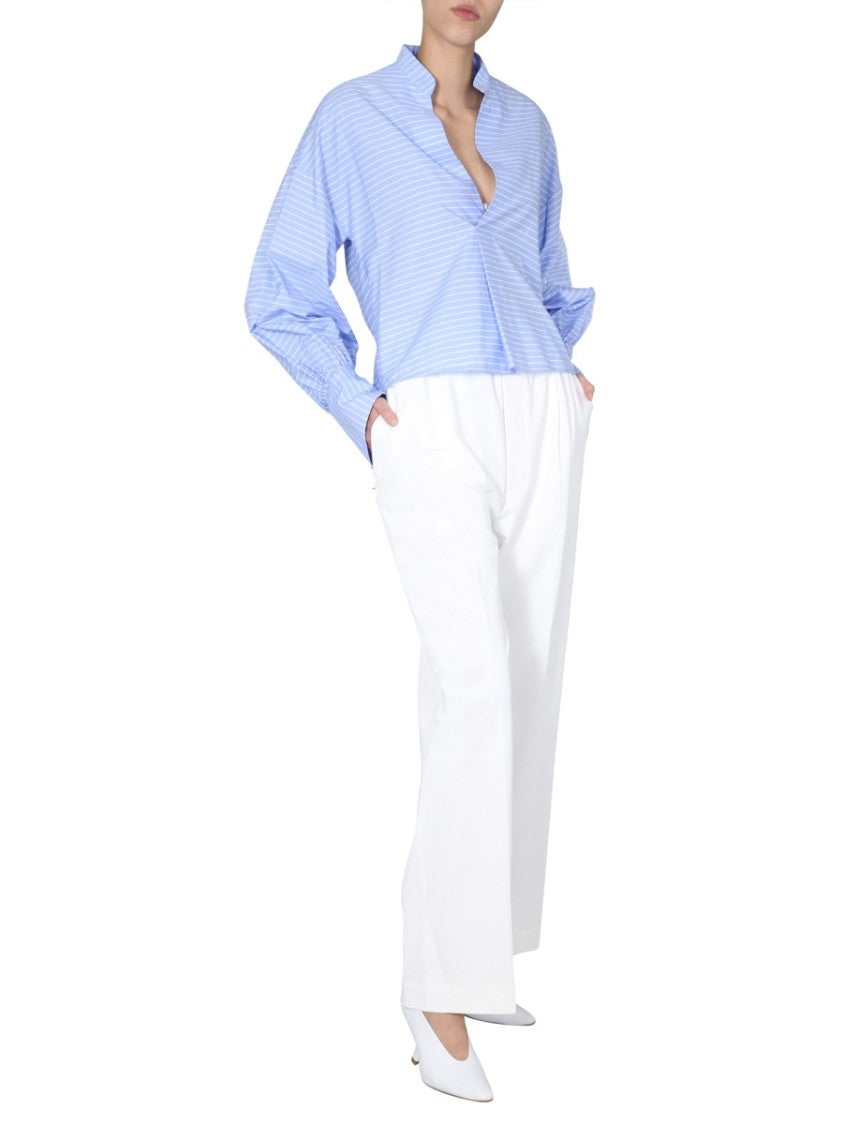 Lightweight Wide Trousers With Elasticated Waistband