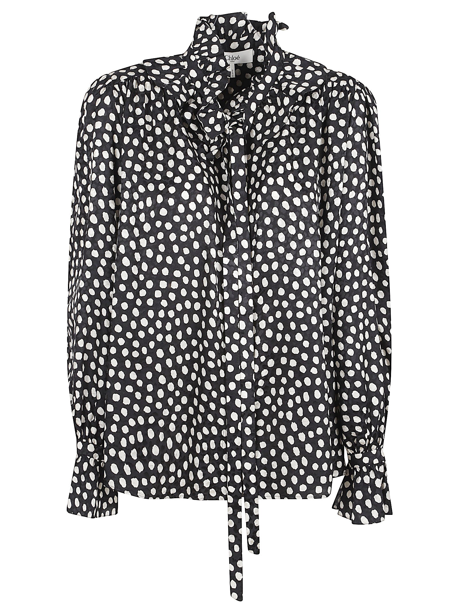 Silk Jacquard Blouse with Ruffles