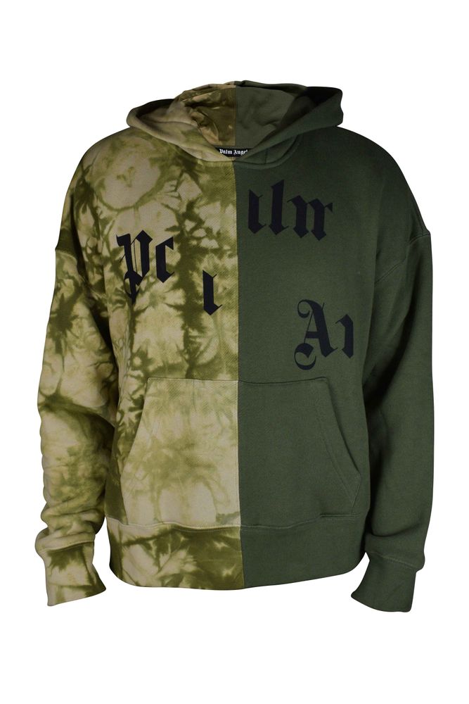 Two-Tone Hooded Sweatshirt With Broken Logo Detail