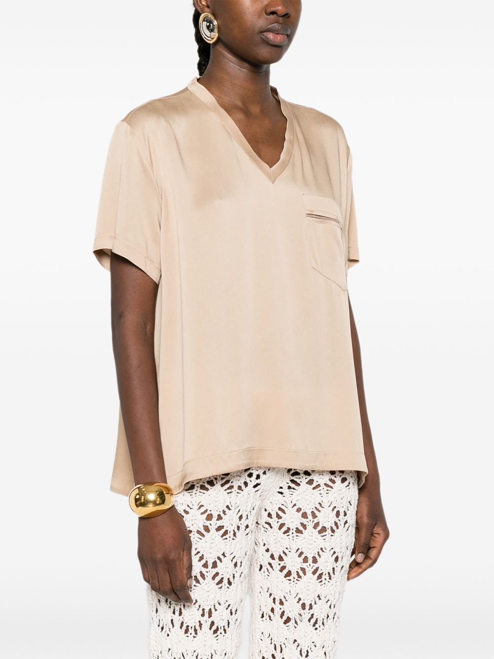 Boxy Silhouette V-Neck Top