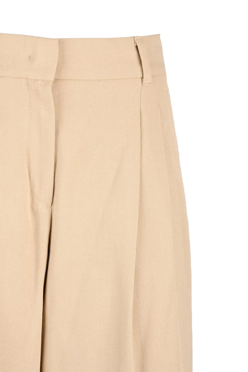 Ezio Wide Leg Trousers - Beige