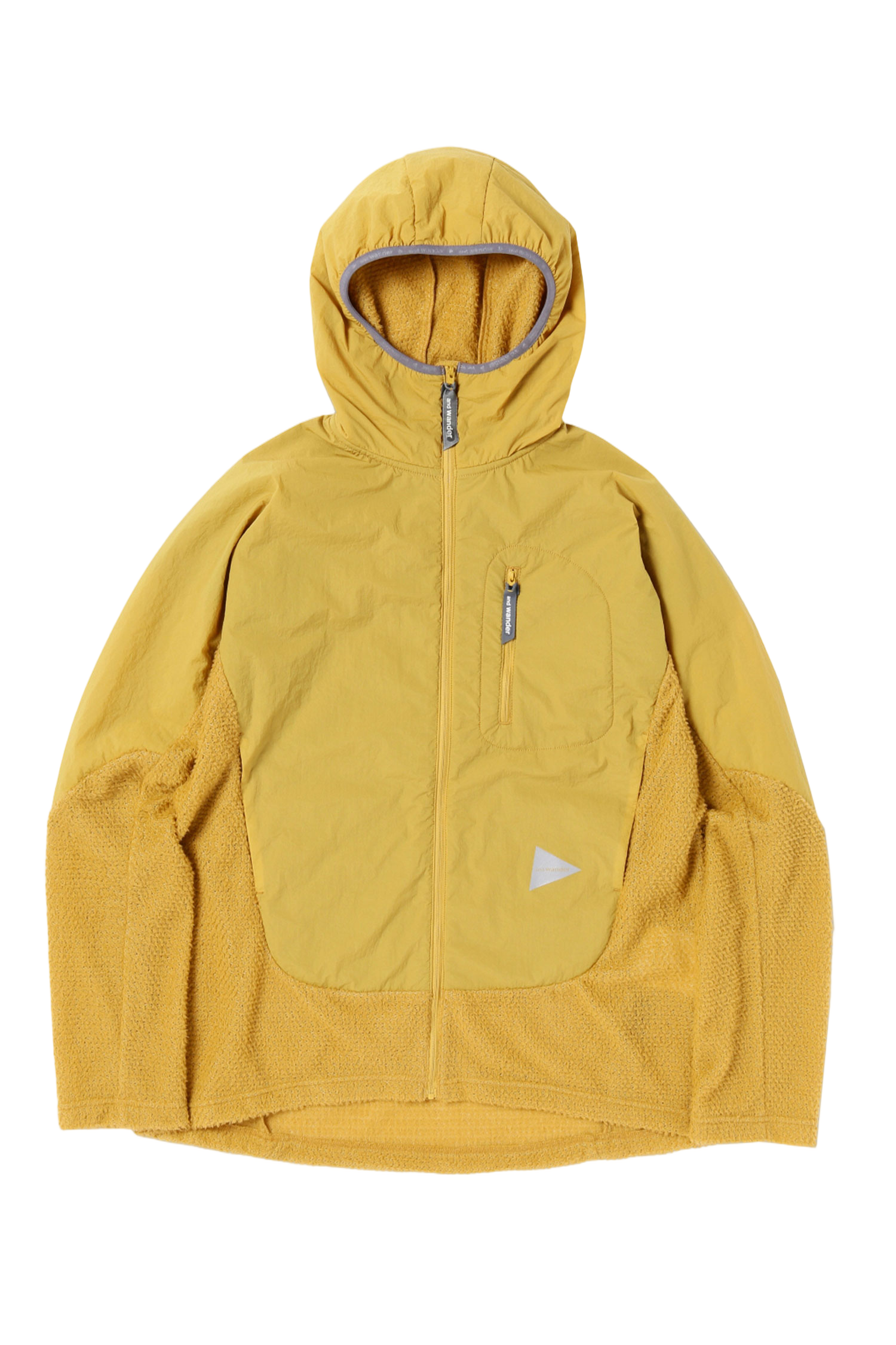 Yellow Hooded Jacket with Textured Fleece