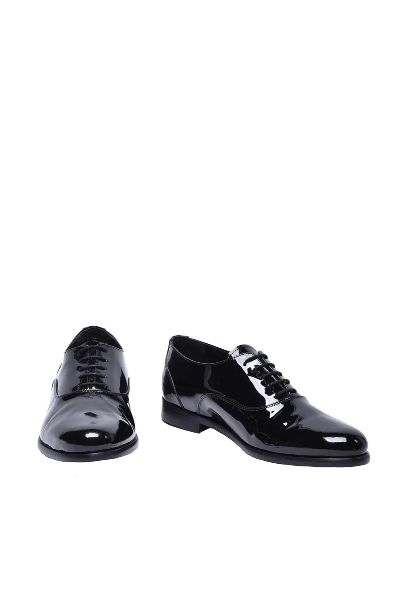Patent Lace-up Shoes - Black
