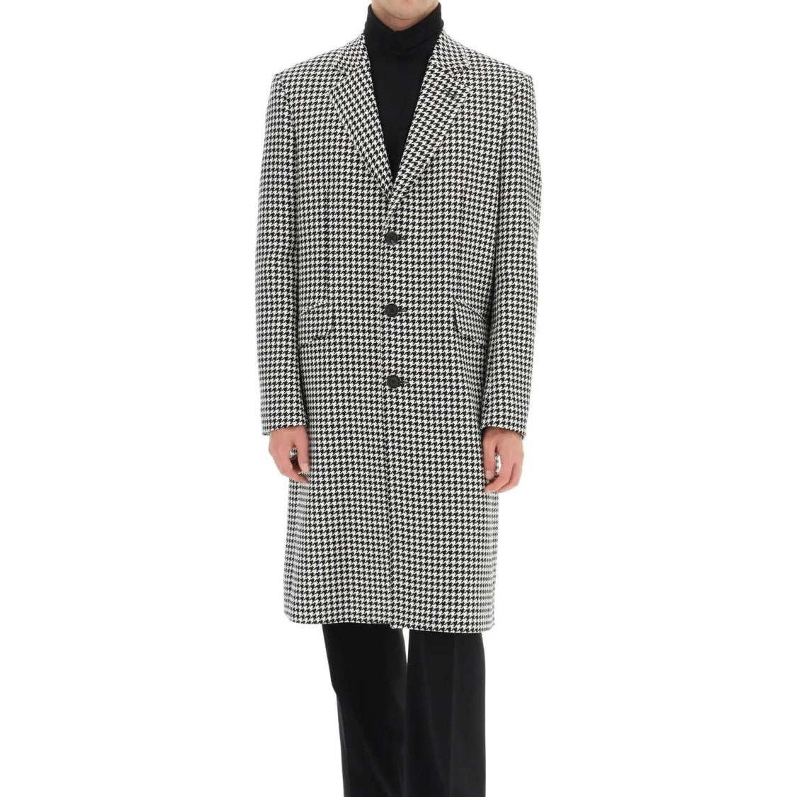 Pied-De-Poule Wool Coat