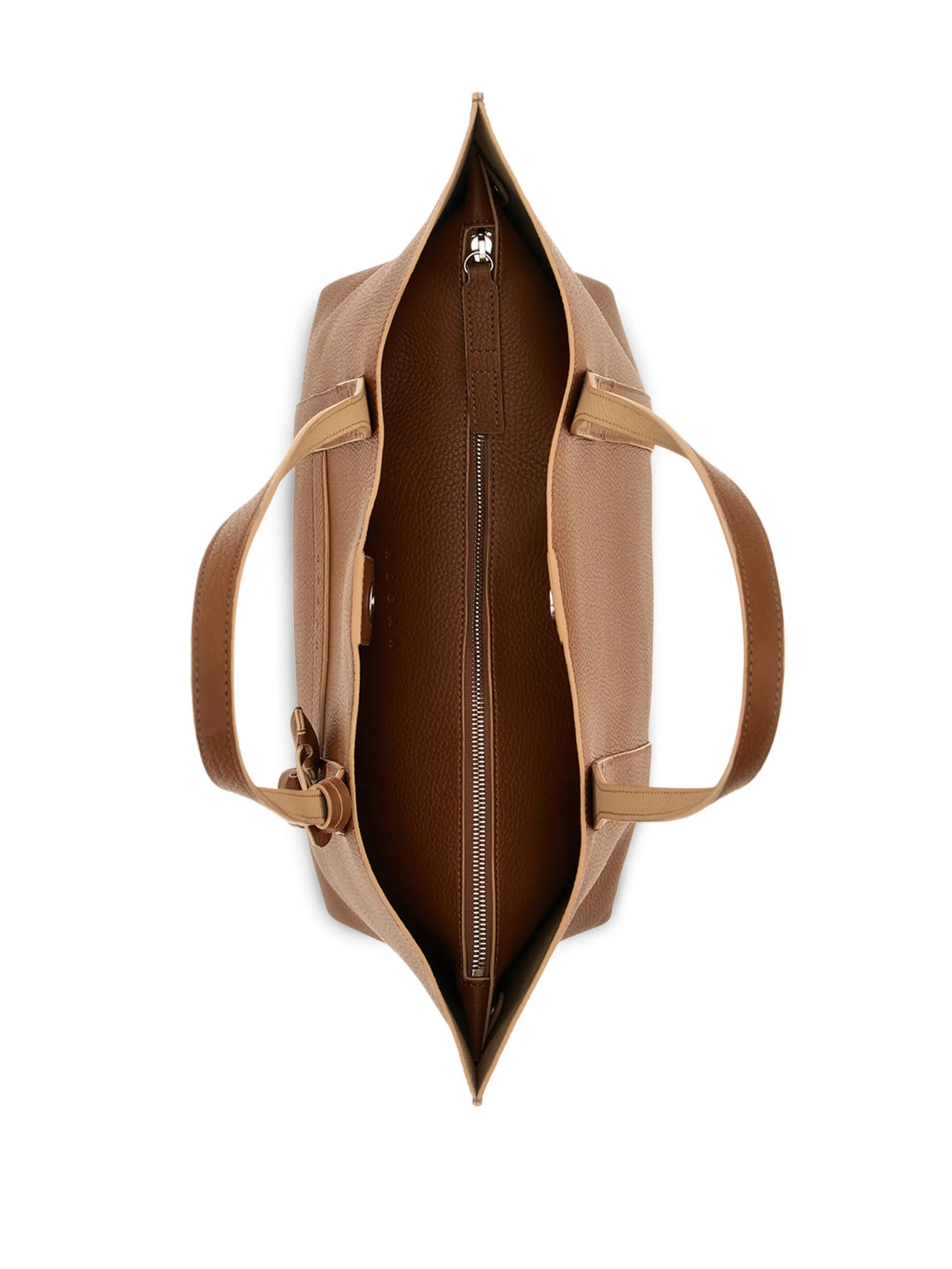White Spacious Textured Leather Charm Tote