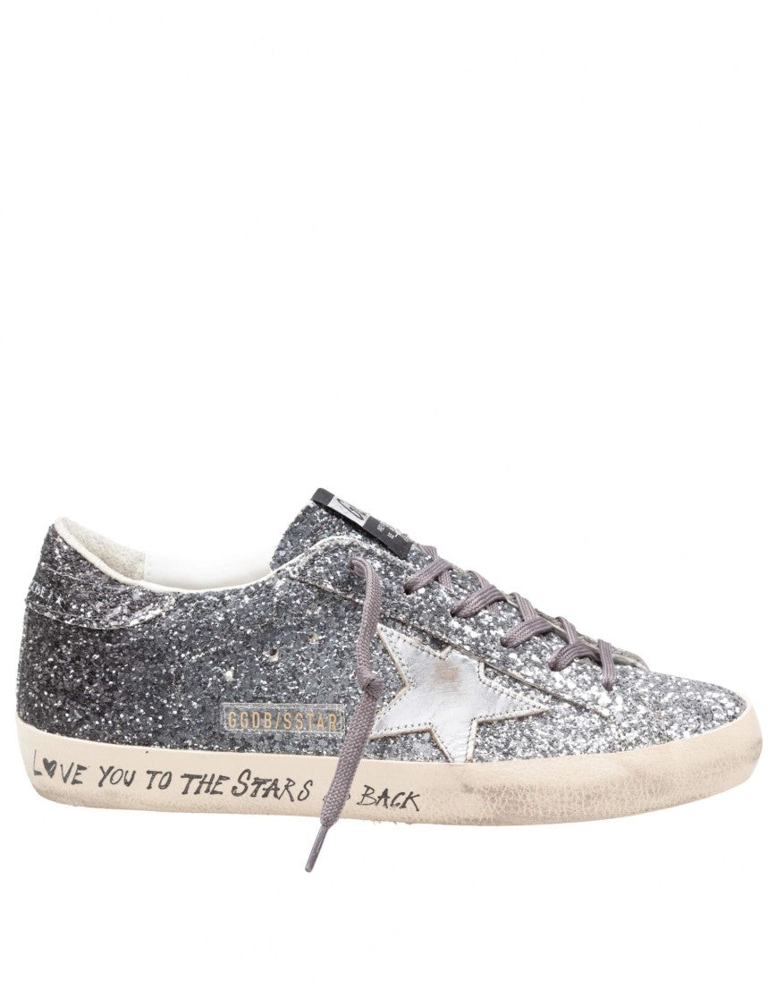 Super Star Glitter Sneakers In Silver