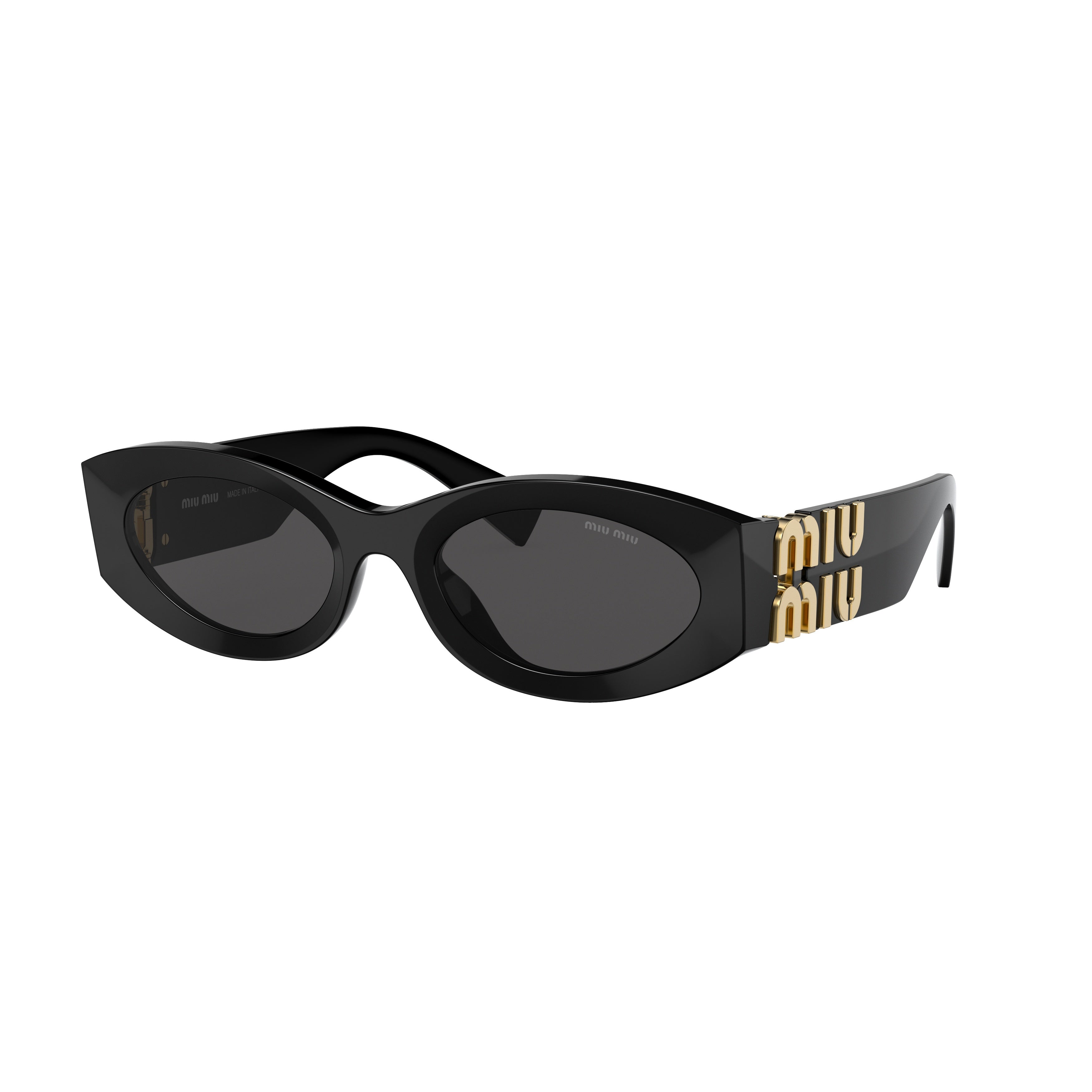 0mu 11ws Elongated Oval Black Acetate Sunglasses