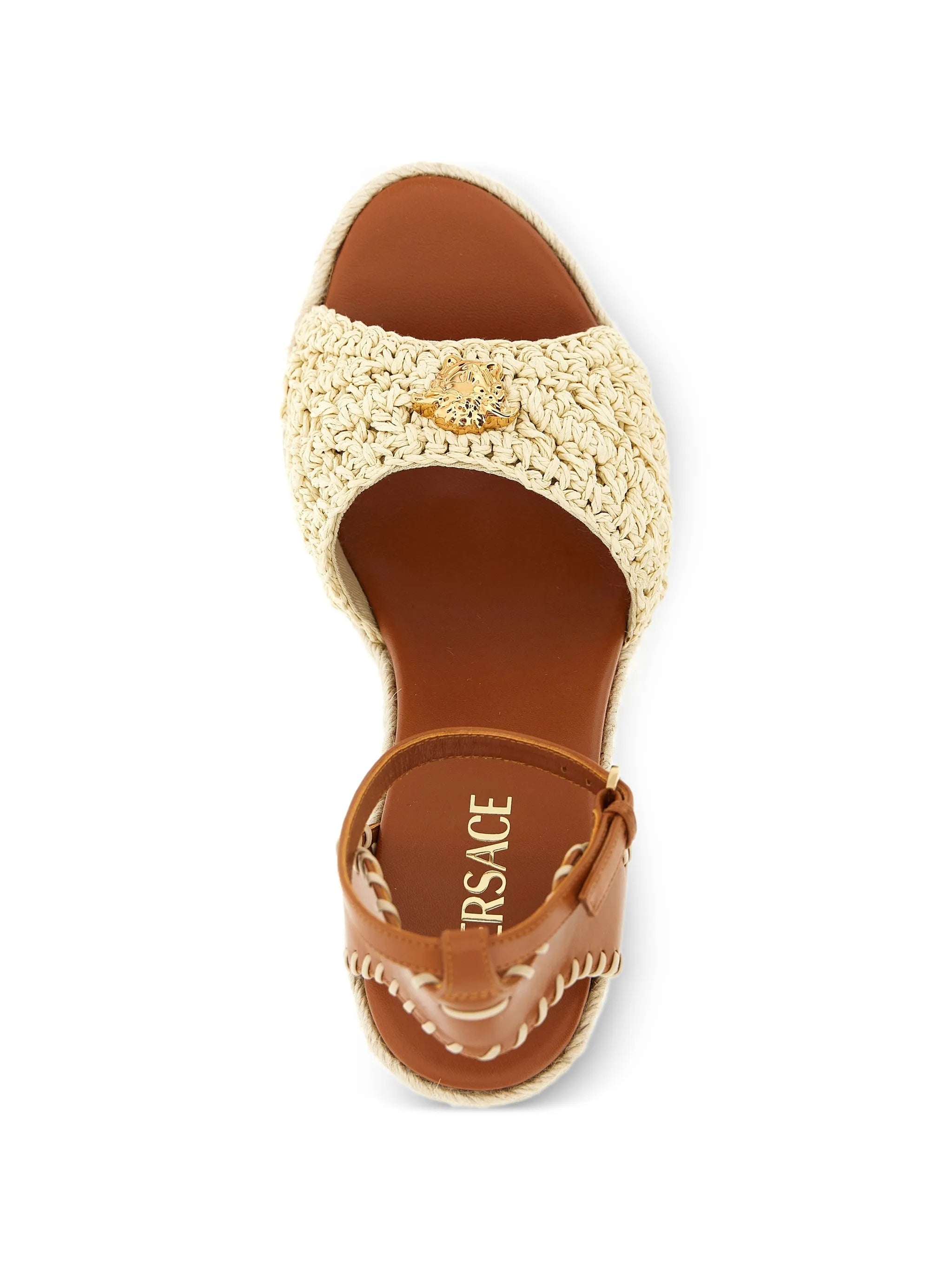 Braided Jute Platform Wedge Leather Sandals