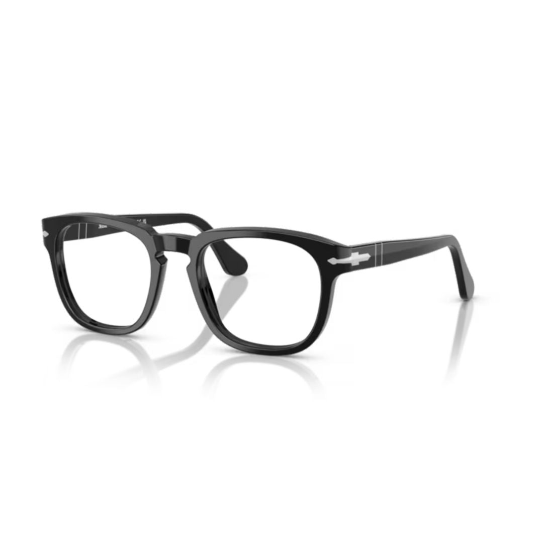0po3376v Classic Square Frame Eyeglasses with Silver Arrow Detail