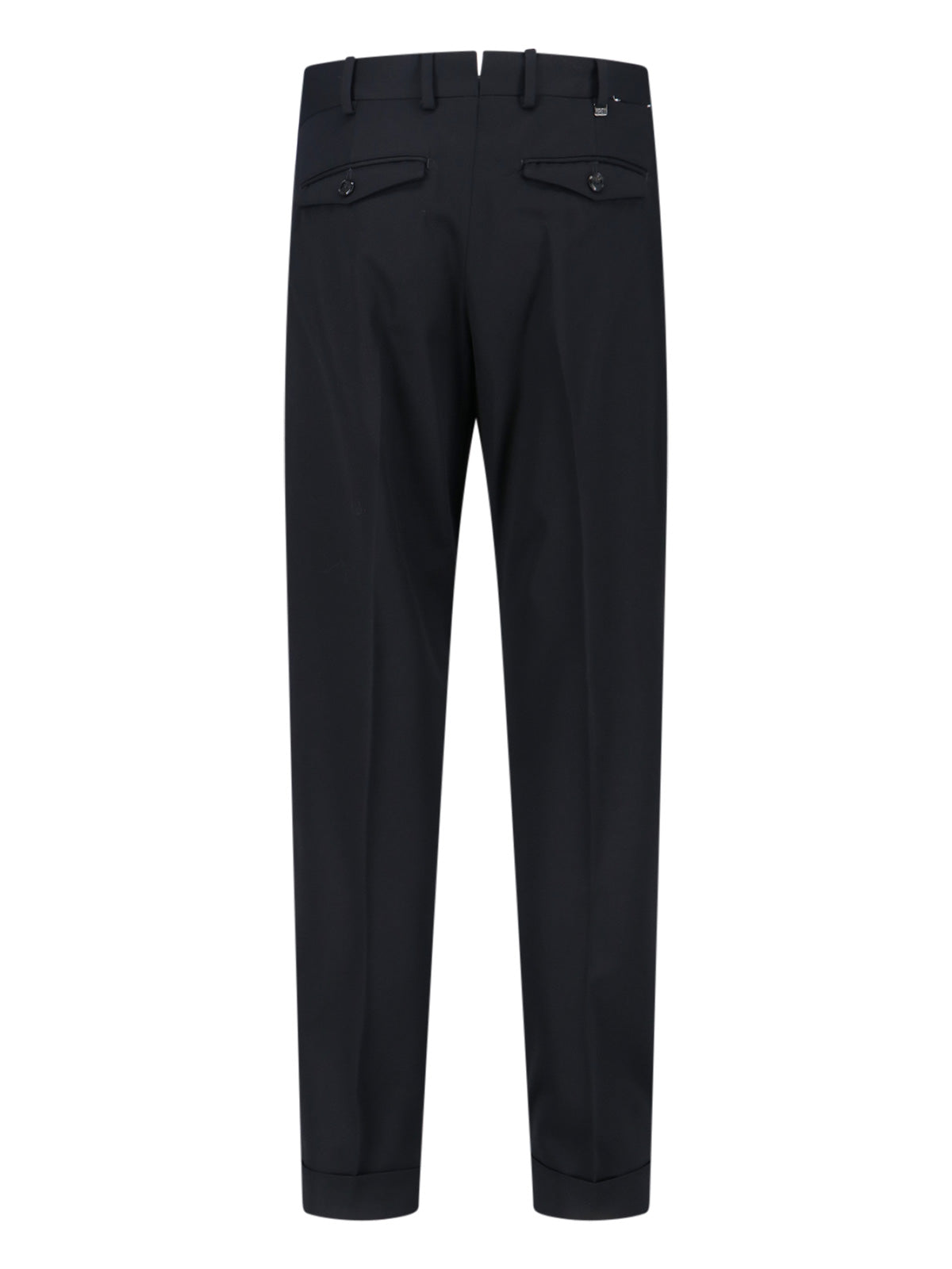 Mid-Rise Virgin Wool Trousers with Cuffed Hem
