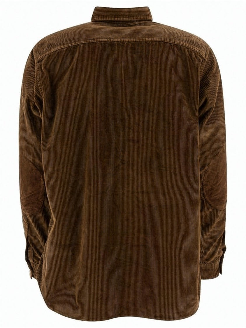 Corduroy Long-Sleeve Shirt with Classic Collar and Flap Pockets