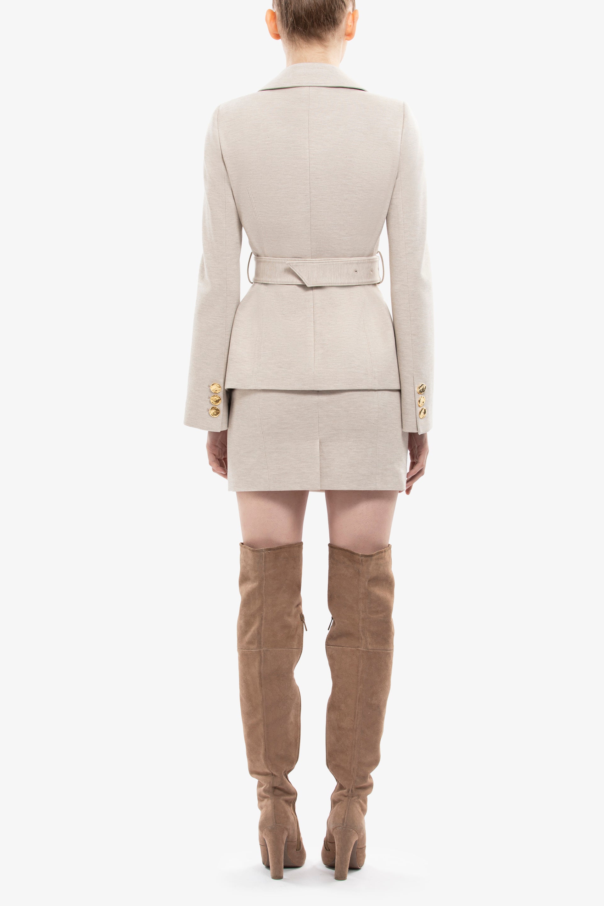 Ivory Tailored Jacket with Matching Wide Belt