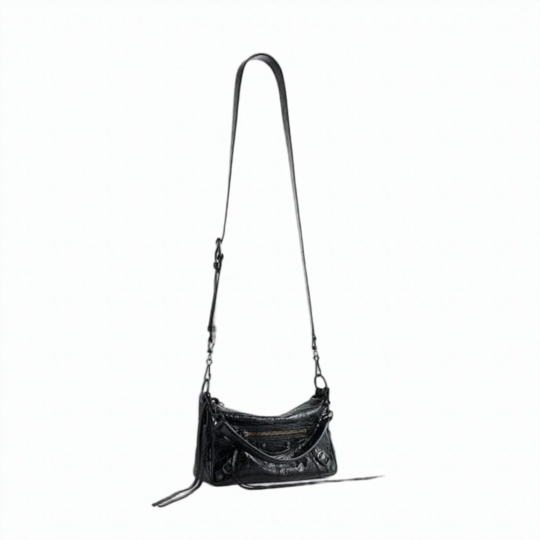 Textured Lambskin Shoulder Bag with Glossy Finish