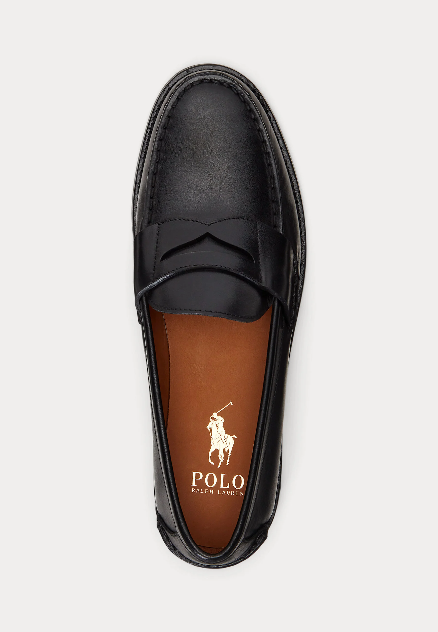 Black Leather Penny Loafers with Polished Finish