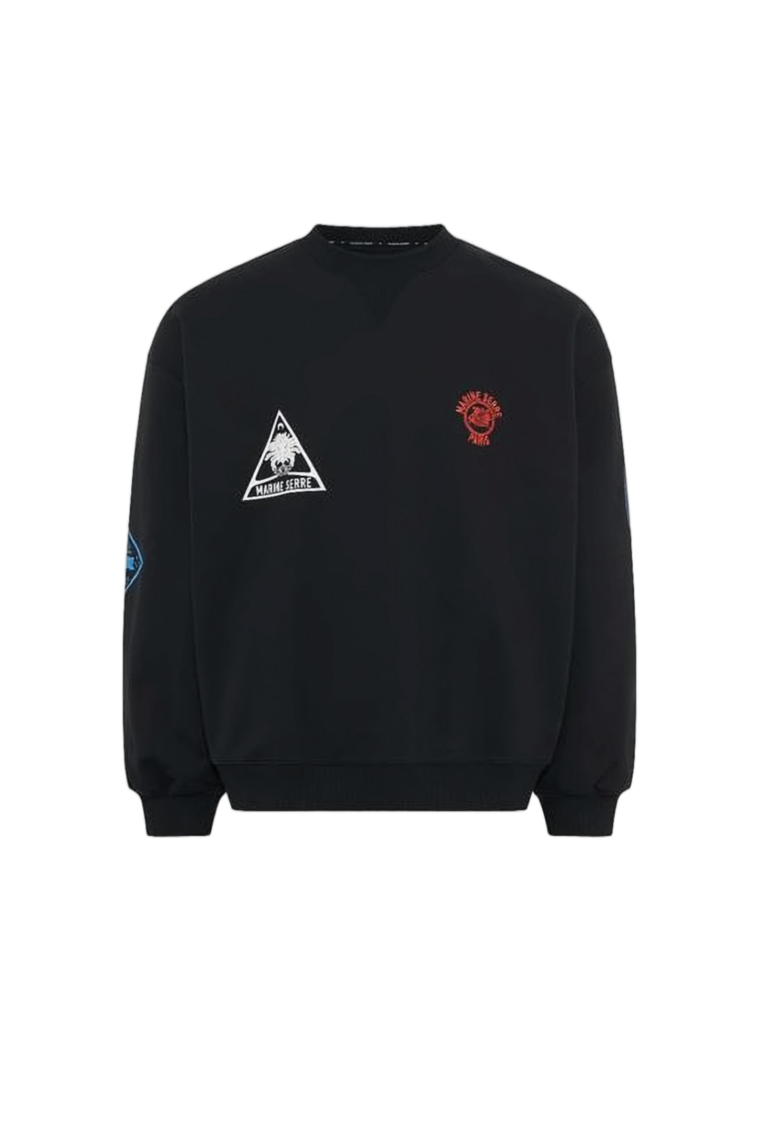 Long-Sleeve Sweatshirt with Embroidered Patches and Ribbed Cuffs