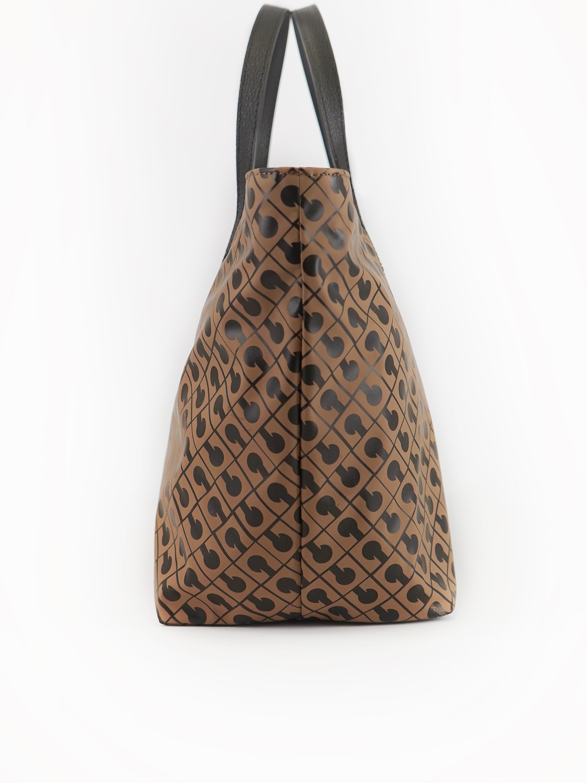 Brown Trapezoidal Geometric Pattern Medium Shopper