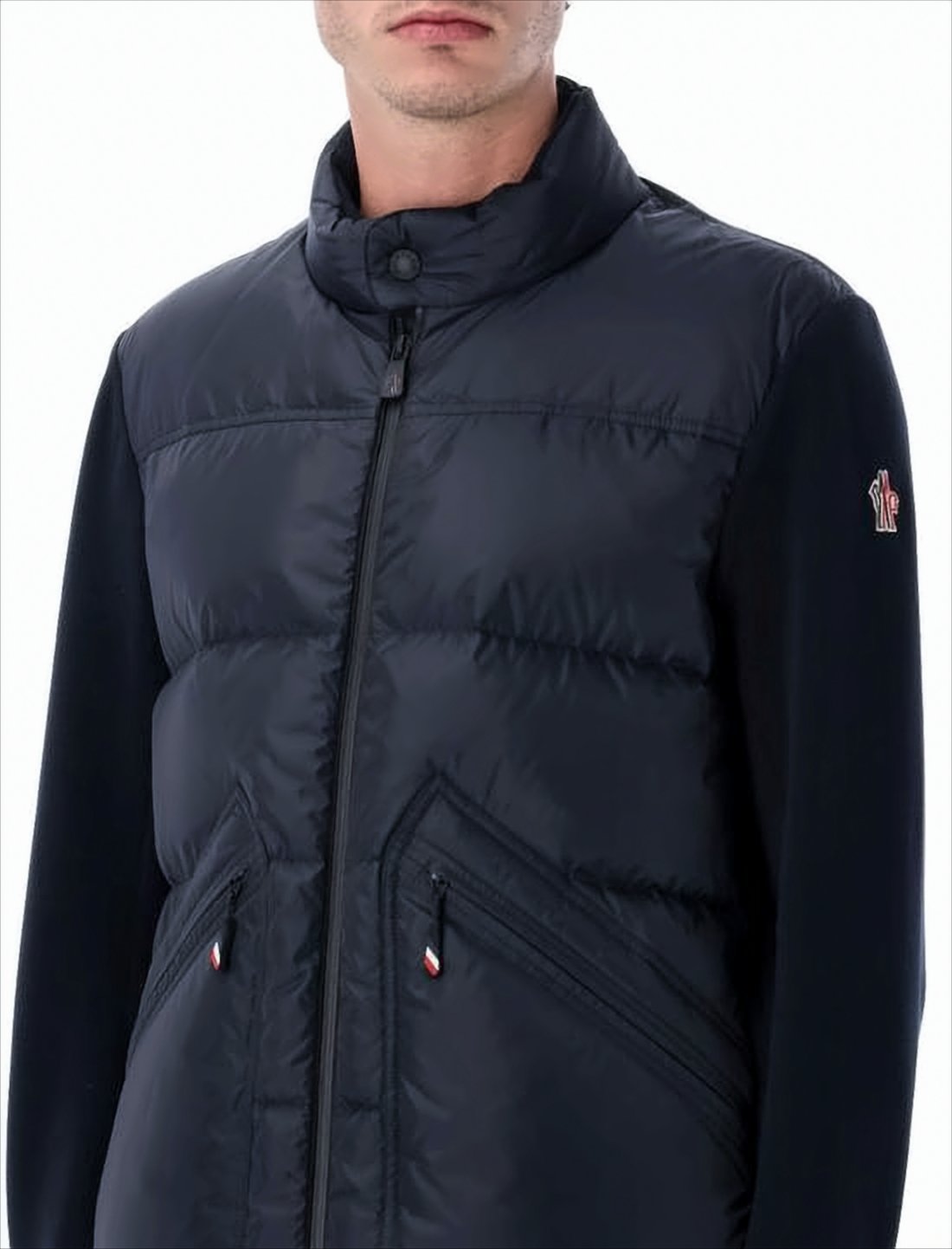 Padded Hybrid Down Jacket with High Collar