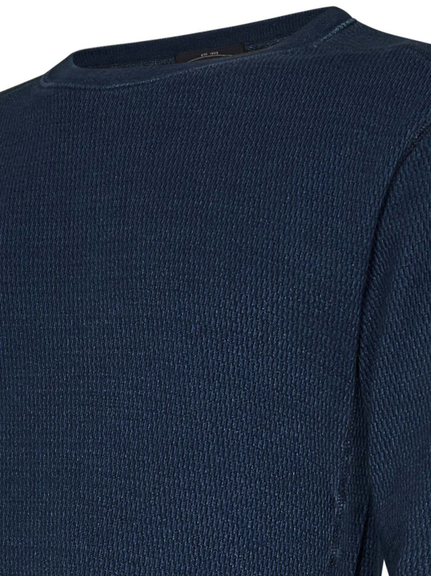 Textured Knit Blue Sweater