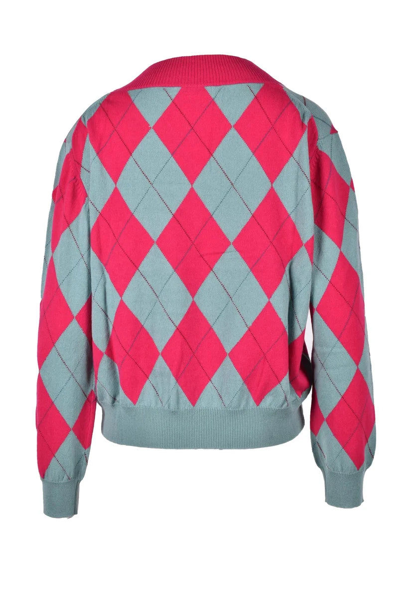 Argyle Pattern Cashmere Pullover Sweater