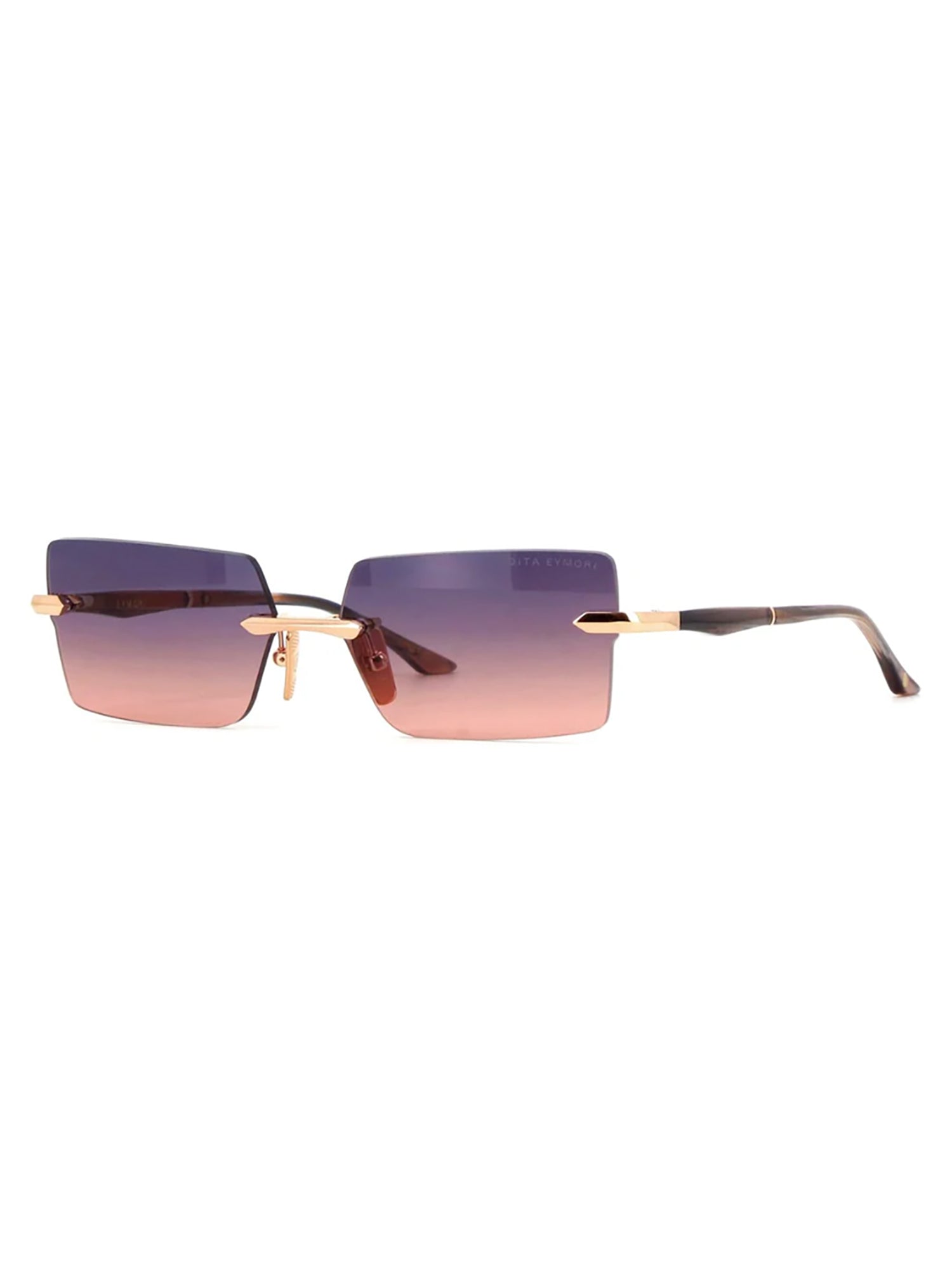 Rectangular Gradient Lens Sunglasses with Rose Gold Frames