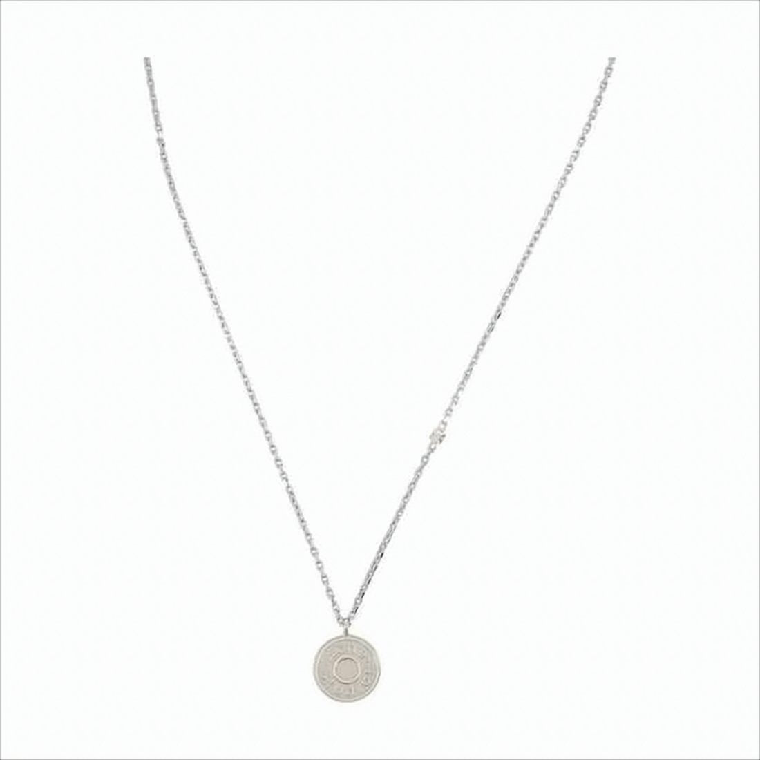 Semi-Matte Silver Necklace with Engraved Pendant