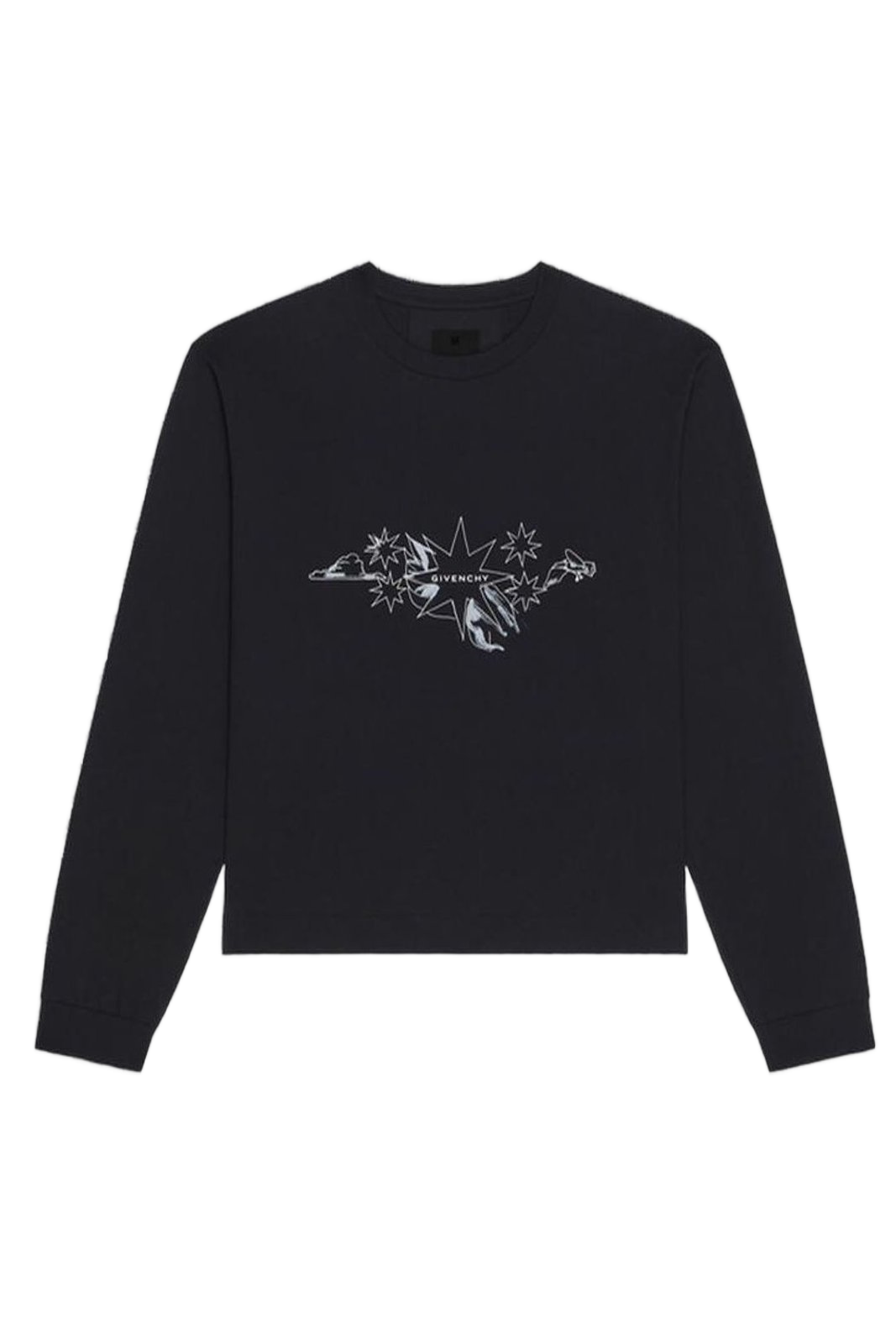 Relaxed-Fit Long-Sleeve T-Shirt with Graphic Print and Star Motifs