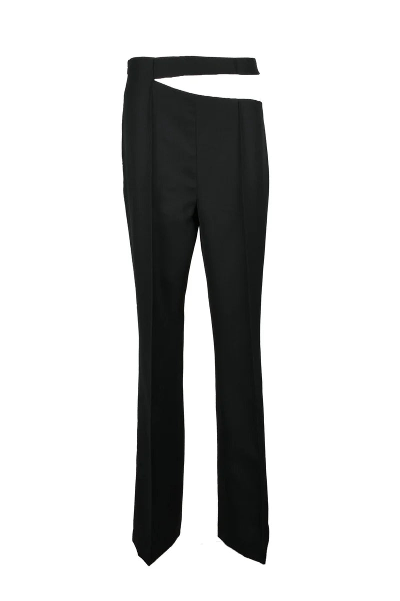 High-Waisted Trousers with Cut-Out Detail