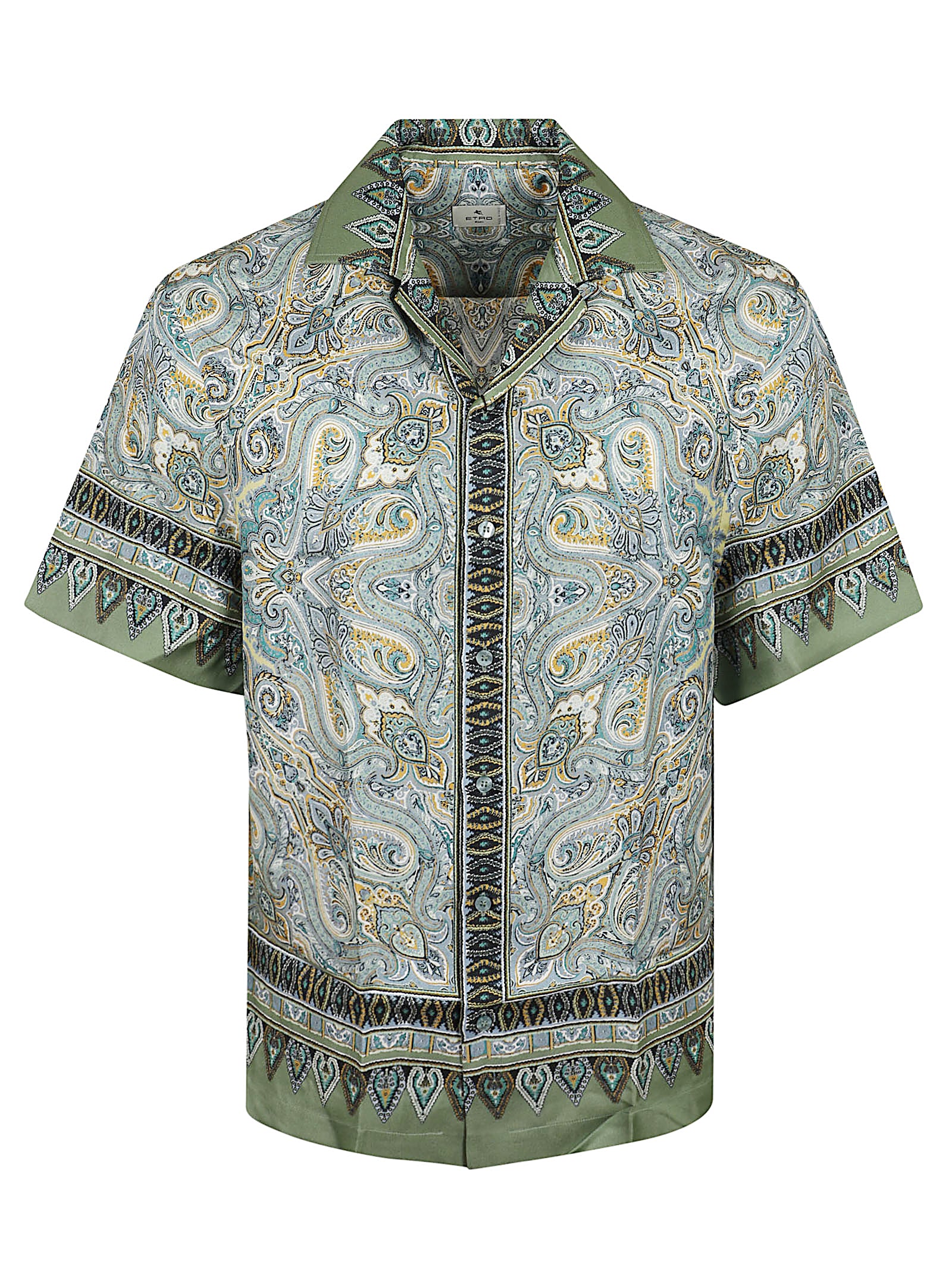 Short-Sleeved Silk Shirt with Paisley Pattern