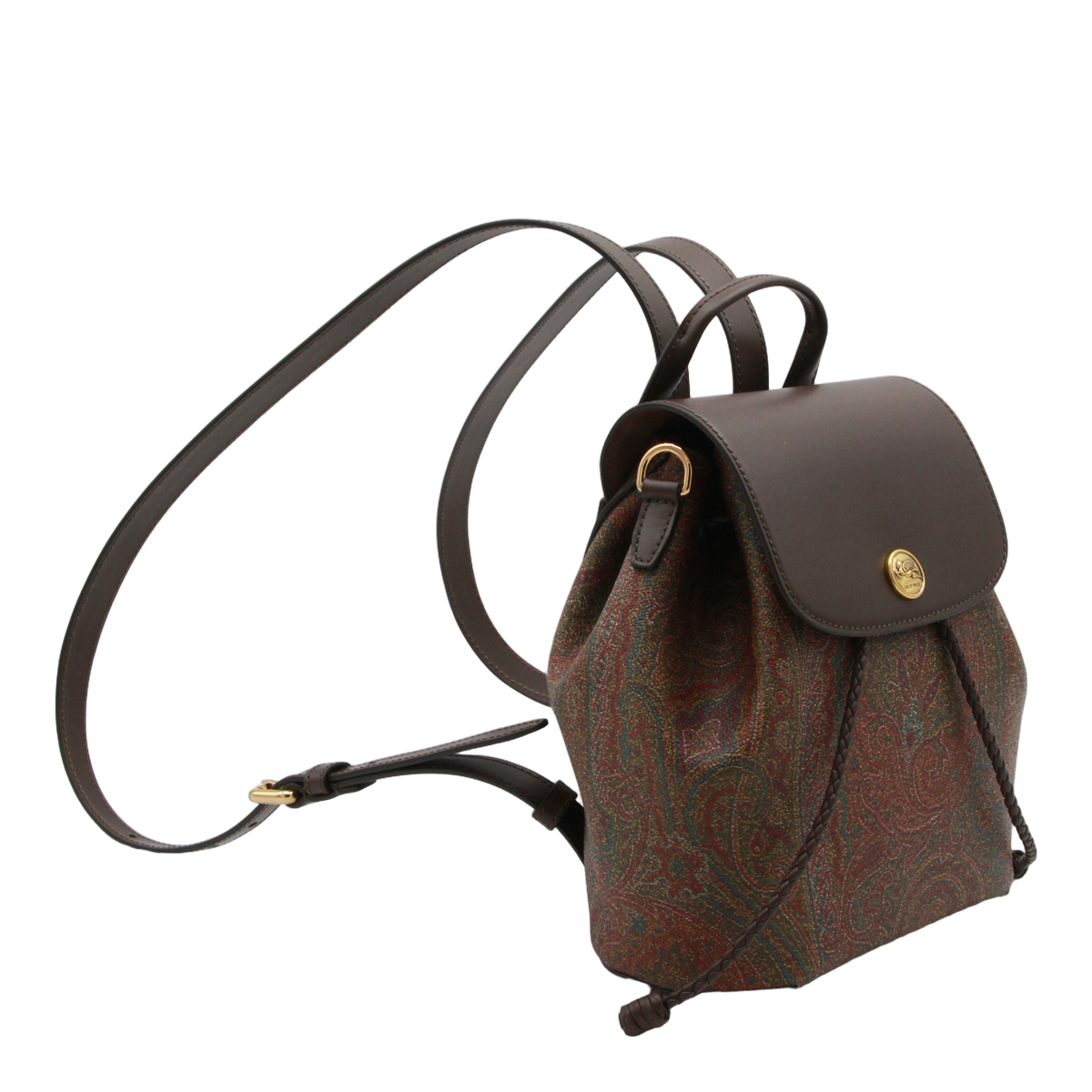 Textured Leather Backpack with Paisley Pattern