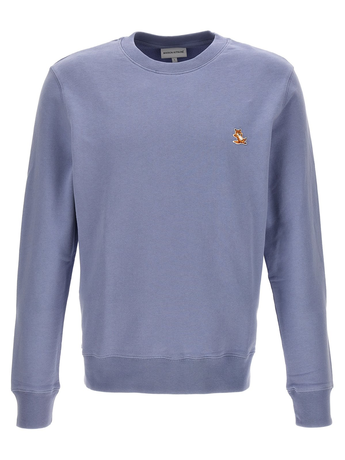 Long-Sleeve Crewneck Sweatshirt with Embroidered Fox Emblem
