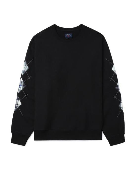Long-Sleeve T-Shirt with Plaid-Patterned Sleeves